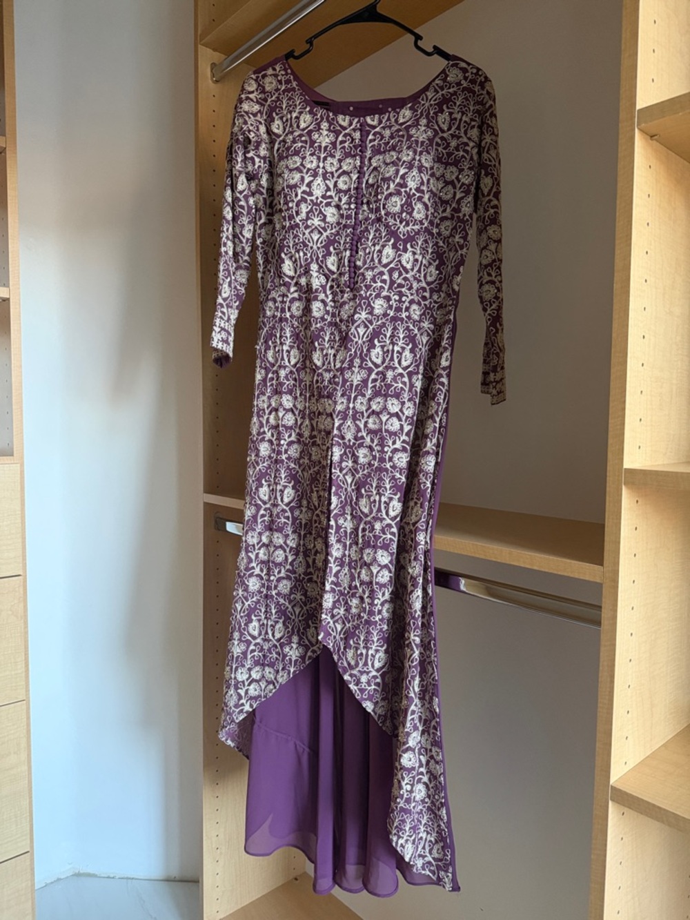 Purple Printed High-Low Women's Suit